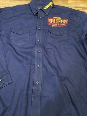 Wrangler Navy Long-Sleeve Embroidered Button-Down Shirt